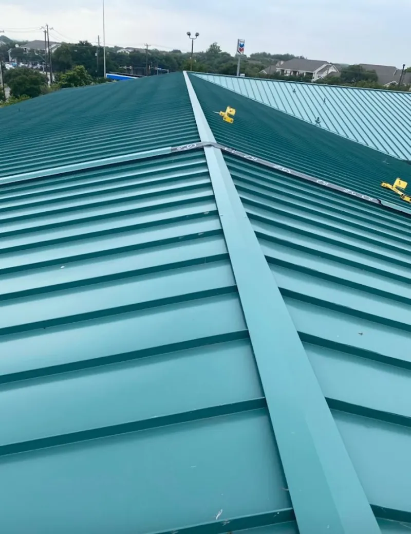 Green commercial metal roof ridge and valley for Metal Roof Repair in West Miami